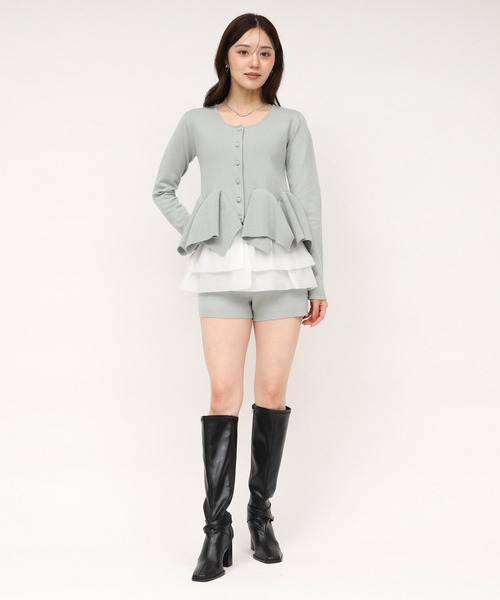 ROYAL PARTY（ロイヤルパーティー）の「ランダムフリルヘムシアードッキングトップス（Tシャツ/カットソー・レディース・グレー/ブラック/グリーン・FREE）」の13枚目の写真