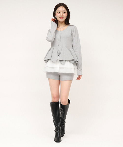 ROYAL PARTY（ロイヤルパーティー）の「ランダムフリルヘムシアードッキングトップス（Tシャツ/カットソー・レディース・グレー/ブラック/グリーン・FREE）」の15枚目の写真