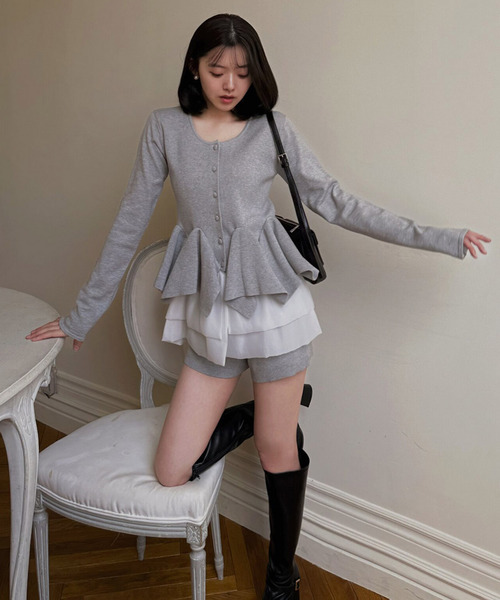 ROYAL PARTY（ロイヤルパーティー）の「ランダムフリルヘムシアードッキングトップス（Tシャツ/カットソー・レディース・グレー/ブラック/グリーン・FREE）」の20枚目の写真