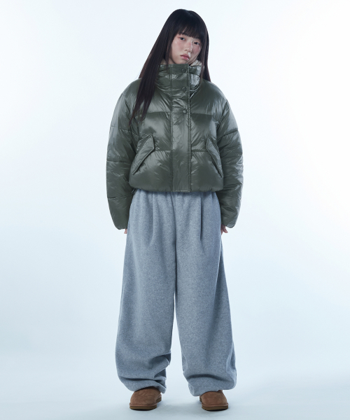 MUSINSA STANDARD WOMAN（ムシンサスタンダードウーマン）の「ウィメンズデイリープファーグロッシーショートダウンジャケット[セージ]（ダウンジャケット/コート・レディース・その他・LARGE/MEDIUM/SMALL）」の3枚目の写真