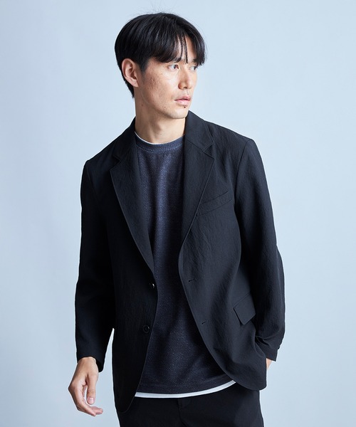 UNION STATION（ユニオンステーション）の「テックチリメンテーラードジャケット（テーラードジャケット・メンズ・ブラック/ベージュ・S/M/L/LL）」の2枚目の写真