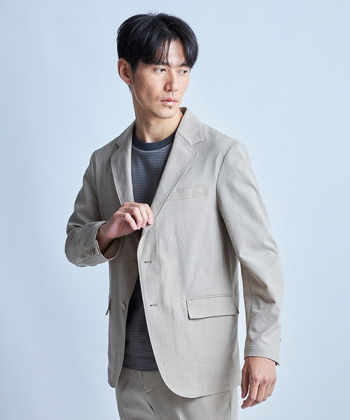 UNION STATION（ユニオンステーション）の「テックチリメンテーラードジャケット（テーラードジャケット・メンズ・ブラック/ベージュ・S/M/L/LL）」の3枚目の写真