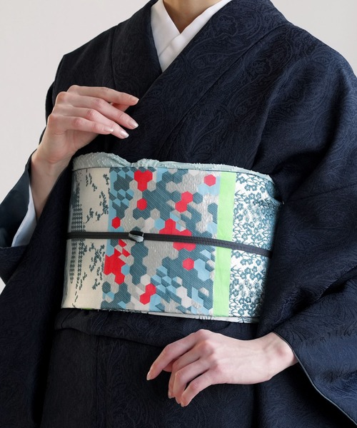 帯単品 小袋帯 ニコアンティーク 継ぎはぎの後景