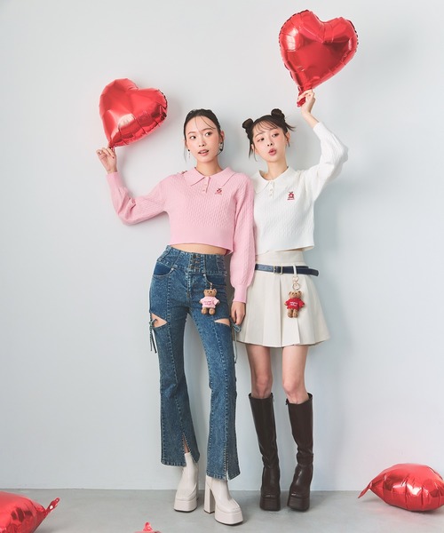 REDYAZEL（レディアゼル）の「カットアウトリボンストレッチデニム（デニムパンツ・レディース・ダークブルー/ライトグレー/ブルー・SMALL/MEDIUM）」の13枚目の写真