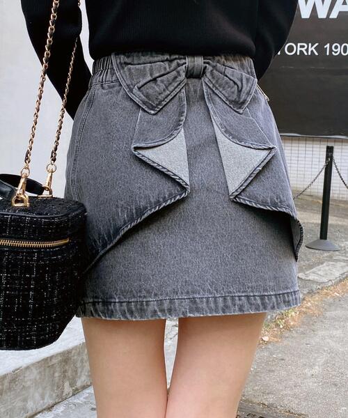 INGNI（イング）の「バックリボンデニムタイトスカート（デニムスカート・レディース・ブルー/グレー・FREE）」の3枚目の写真