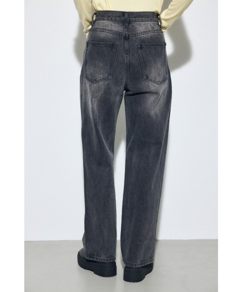AZUL by moussy（アズールバイマウジー）の「AZUL DENIM レースワイドデニム（デニムパンツ・レディース・ライトブラック/ブルー・MEDIUM/SMALL）」の5枚目の写真