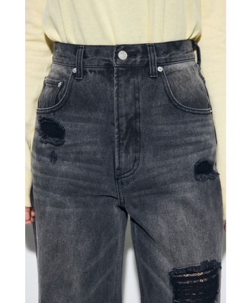 AZUL by moussy（アズールバイマウジー）の「AZUL DENIM レースワイドデニム（デニムパンツ・レディース・ライトブラック/ブルー・MEDIUM/SMALL）」の7枚目の写真