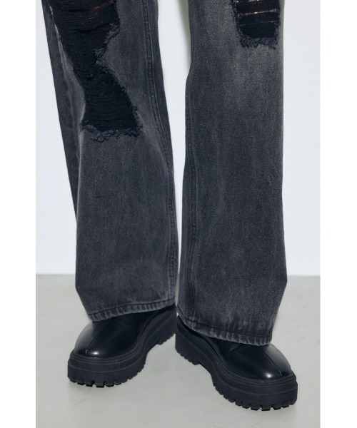 AZUL by moussy（アズールバイマウジー）の「AZUL DENIM レースワイドデニム（デニムパンツ・レディース・ライトブラック/ブルー・MEDIUM/SMALL）」の10枚目の写真