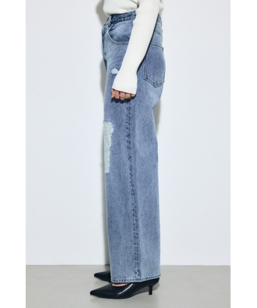 AZUL by moussy（アズールバイマウジー）の「AZUL DENIM レースワイドデニム（デニムパンツ・レディース・ライトブラック/ブルー・MEDIUM/SMALL）」の11枚目の写真