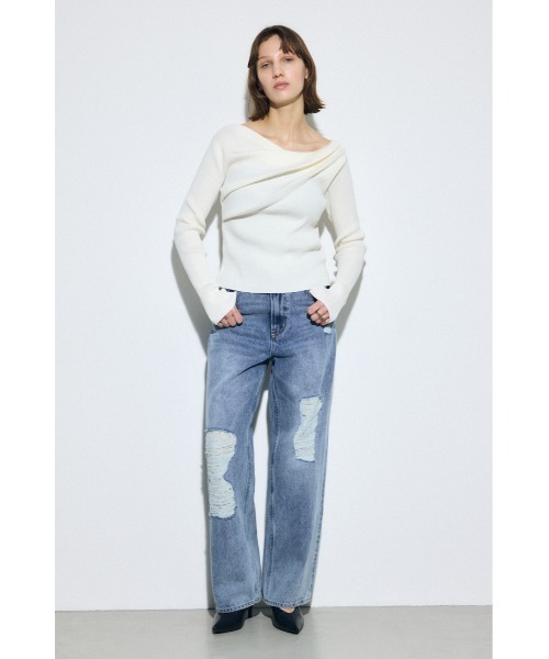 AZUL by moussy（アズールバイマウジー）の「AZUL DENIM レースワイドデニム（デニムパンツ・レディース・ライトブラック/ブルー・MEDIUM/SMALL）」の13枚目の写真