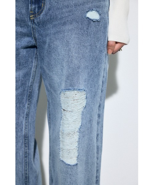 AZUL by moussy（アズールバイマウジー）の「AZUL DENIM レースワイドデニム（デニムパンツ・レディース・ライトブラック/ブルー・MEDIUM/SMALL）」の16枚目の写真