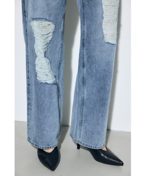 AZUL by moussy（アズールバイマウジー）の「AZUL DENIM レースワイドデニム（デニムパンツ・レディース・ライトブラック/ブルー・MEDIUM/SMALL）」の18枚目の写真