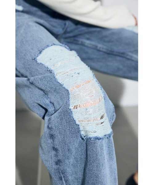 AZUL by moussy（アズールバイマウジー）の「AZUL DENIM レースワイドデニム（デニムパンツ・レディース・ライトブラック/ブルー・MEDIUM/SMALL）」の19枚目の写真