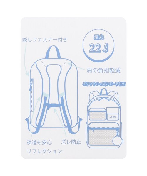 LOVETOXIC（ラブトキシック）の「【LTXC】ポーチツキ22Lリュック（バックパック/リュック・キッズ・ブラック/アイボリー/ミント・F）」の20枚目の写真