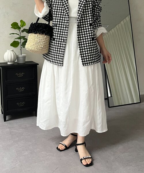 prose verse（プロズヴェール）の「ボリュームタフタフレアスカート（スカート・レディース・オフホワイト/ピンク/ブラック・MEDIUM）」の18枚目の写真