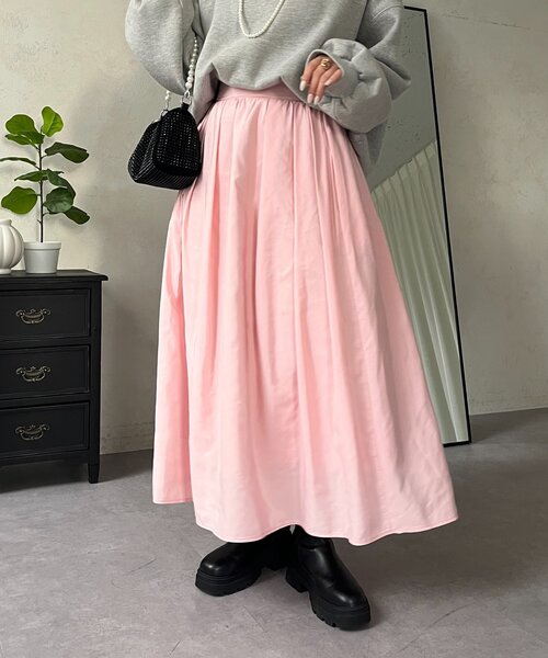 prose verse（プロズヴェール）の「ボリュームタフタフレアスカート（スカート・レディース・オフホワイト/ピンク/ブラック・MEDIUM）」の4枚目の写真