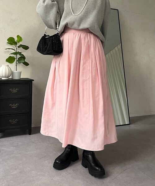 prose verse（プロズヴェール）の「ボリュームタフタフレアスカート（スカート・レディース・オフホワイト/ピンク/ブラック・MEDIUM）」の5枚目の写真