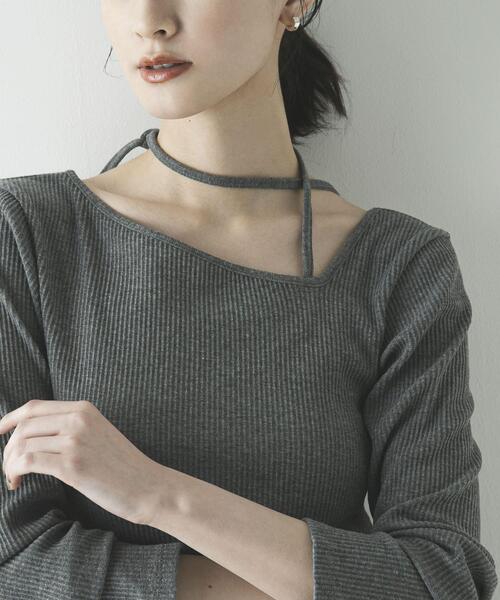 URBAN RESEARCH（アーバンリサーチ）の「カットアウトリボントップス（Tシャツ/カットソー・レディース・ブラック/ブルー系その他/グレー・FREE）」の18枚目の写真