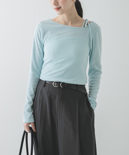 URBAN RESEARCH（アーバンリサーチ）の「カットアウトリボントップス（Tシャツ/カットソー・レディース・ブラック/ブルー系その他/グレー・FREE）」の3枚目の写真