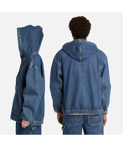 Timberland(ティンバーランド)の「デニム フル ジップ フーデッド ボンバー ユニセックス(MA-1・メンズ・ブルー・X-LARGE/LARGE/MEDIUM/SMALL)」の3枚目の写真