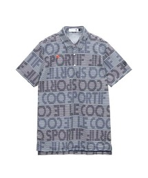 【le coq sportif GOLF】吸汗速乾/高通気/UV CUT(UPF50+)/遮熱/ストレッチ グラフィックロゴボーダー柄半袖ポロシャツ ゴルフウェア