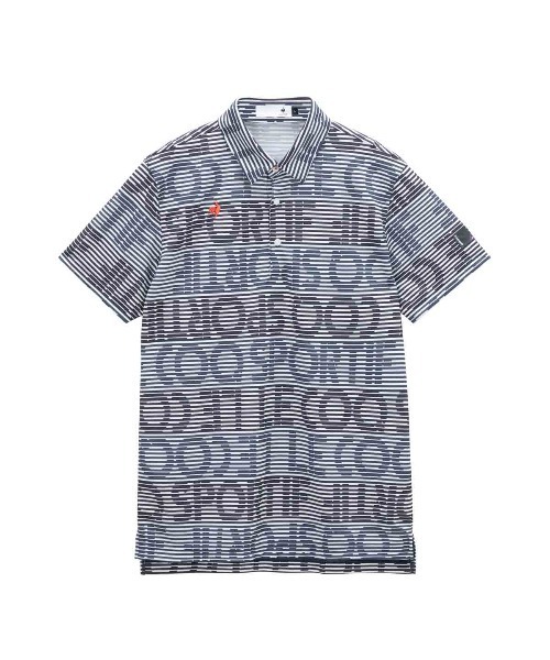 le coq sportif GOLF(ルコックスポルティフゴルフ)の「【le coq sportif GOLF】吸汗速乾/高通気/UV CUT(UPF50+)/遮熱/ストレッチ グラフィックロゴボーダー柄半袖ポロシャツ ゴルフウェア(ポロシャツ・メンズ・ネイビー/グレー/サックスブルー・3L/XL/L/M)」の2枚目の写真