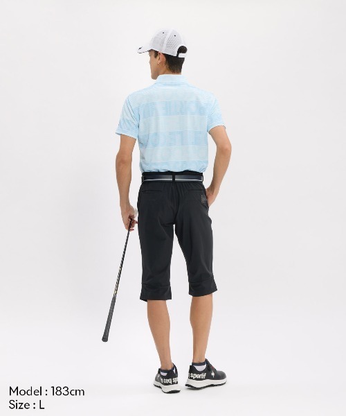 le coq sportif GOLF(ルコックスポルティフゴルフ)の「【le coq sportif GOLF】吸汗速乾/高通気/UV CUT(UPF50+)/遮熱/ストレッチ グラフィックロゴボーダー柄半袖ポロシャツ ゴルフウェア(ポロシャツ・メンズ・ネイビー/グレー/サックスブルー・3L/XL/L/M)」の12枚目の写真