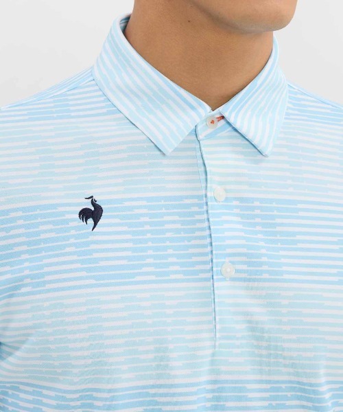 le coq sportif GOLF(ルコックスポルティフゴルフ)の「【le coq sportif GOLF】吸汗速乾/高通気/UV CUT(UPF50+)/遮熱/ストレッチ グラフィックロゴボーダー柄半袖ポロシャツ ゴルフウェア(ポロシャツ・メンズ・ネイビー/グレー/サックスブルー・3L/XL/L/M)」の13枚目の写真
