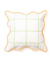 Francfranc | ウィンドウペンウェーブ クッションカバー 450×450 ホワイト×グリーン（100）(クッション/クッションカバー)