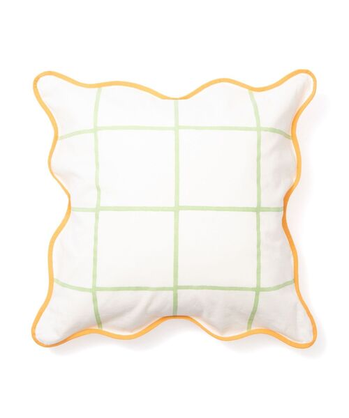 Francfranc(フランフラン)の「ウィンドウペンウェーブ クッションカバー 450×450 ホワイト×グリーン(100)(クッション/クッションカバー・レディース・ホワイト・FREE)」の1枚目の写真