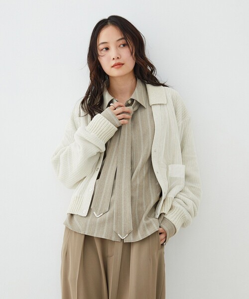 UNITED TOKYO(ユナイテッドトウキョウ)の「【新作】コーナーチップボウタイシャツ|ウォッシャブル/オケージョン/オフィスカジュアル/タイ付き/春服(シャツ/ブラウス・レディース・グレー/ベージュ/アイボリー・FREE)」の14枚目の写真