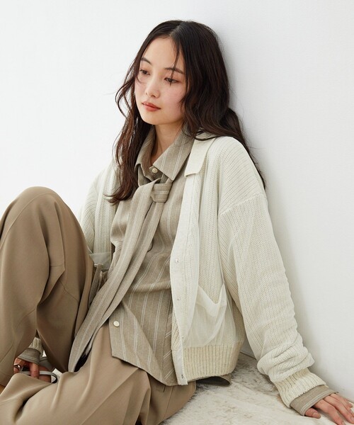 UNITED TOKYO(ユナイテッドトウキョウ)の「【新作】コーナーチップボウタイシャツ|ウォッシャブル/オケージョン/オフィスカジュアル/タイ付き/春服(シャツ/ブラウス・レディース・グレー/ベージュ/アイボリー・FREE)」の15枚目の写真