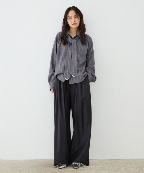 UNITED TOKYO(ユナイテッドトウキョウ)の「【新作】コーナーチップボウタイシャツ|ウォッシャブル/オケージョン/オフィスカジュアル/タイ付き/春服(シャツ/ブラウス・レディース・グレー/ベージュ/アイボリー・FREE)」の22枚目の写真