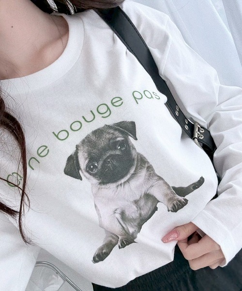 etta(エタ)の「犬モチーフロンT/長袖Tシャツ(Tシャツ/カットソー・レディース・A/C/D/B/ホワイト・MEDIUM/LARGE/SMALL)」の5枚目の写真