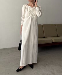 CAPRICIEUX LE'MAGE | 【低身長サイズあり】ウェーブネックギャザーワンピース(ワンピース)