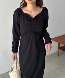 CAPRICIEUX LE'MAGE | 【低身長サイズあり】ウェーブネックギャザーワンピース(ワンピース)