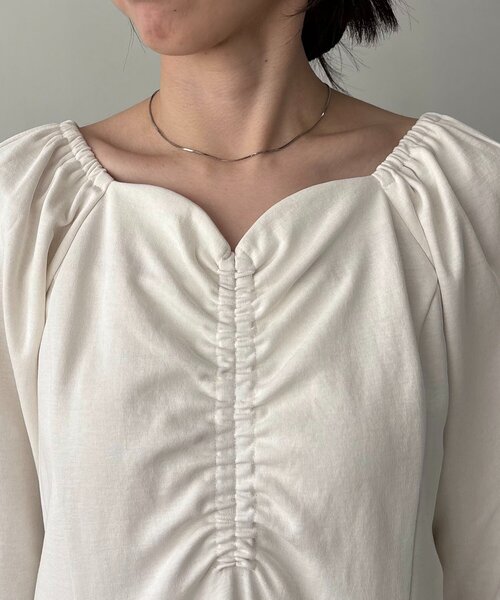 CAPRICIEUX LE'MAGE（カプリシューレマージュ）の「【低身長サイズあり】ウェーブネックギャザーワンピース（ワンピース・レディース・ホワイト系その他/ブラック・FREE/PS）」の19枚目の写真