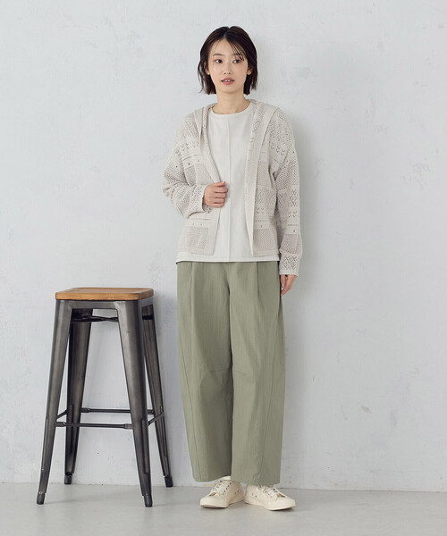 ONIGIRI（オニギリ）の「透かし編み フーディーカーディガン（カーディガン/ボレロ・レディース・ダークブラウン/モカ/ベージュ・FREE）」の8枚目の写真