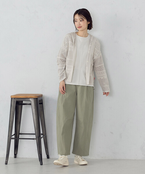 ONIGIRI（オニギリ）の「透かし編み フーディーカーディガン（カーディガン/ボレロ・レディース・ダークブラウン/モカ/ベージュ・FREE）」の9枚目の写真