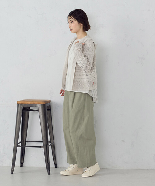 ONIGIRI（オニギリ）の「透かし編み フーディーカーディガン（カーディガン/ボレロ・レディース・ダークブラウン/モカ/ベージュ・FREE）」の10枚目の写真