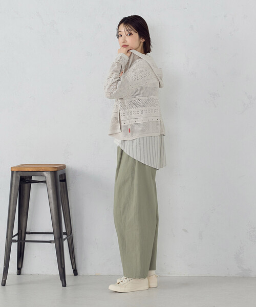 ONIGIRI（オニギリ）の「透かし編み フーディーカーディガン（カーディガン/ボレロ・レディース・ダークブラウン/モカ/ベージュ・FREE）」の11枚目の写真