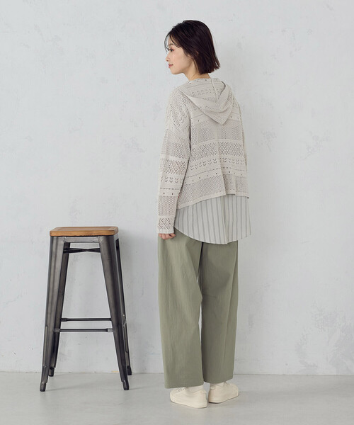 ONIGIRI（オニギリ）の「透かし編み フーディーカーディガン（カーディガン/ボレロ・レディース・ダークブラウン/モカ/ベージュ・FREE）」の12枚目の写真