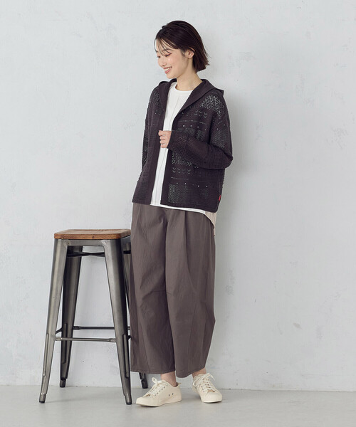 ONIGIRI（オニギリ）の「透かし編み フーディーカーディガン（カーディガン/ボレロ・レディース・ダークブラウン/モカ/ベージュ・FREE）」の17枚目の写真