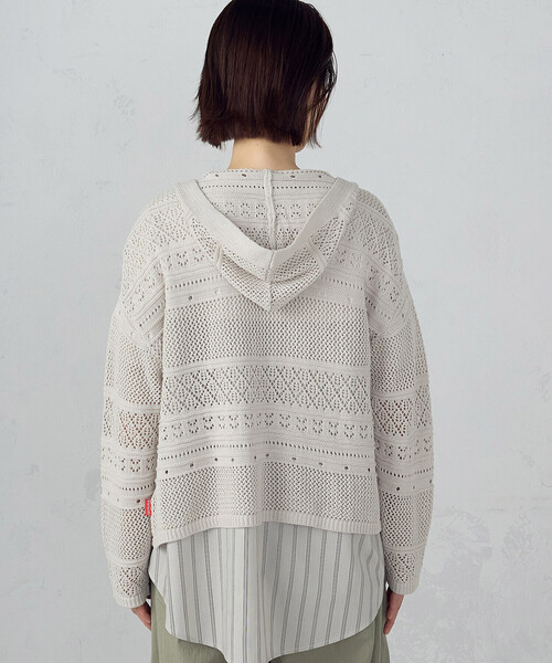 ONIGIRI（オニギリ）の「透かし編み フーディーカーディガン（カーディガン/ボレロ・レディース・ダークブラウン/モカ/ベージュ・FREE）」の22枚目の写真