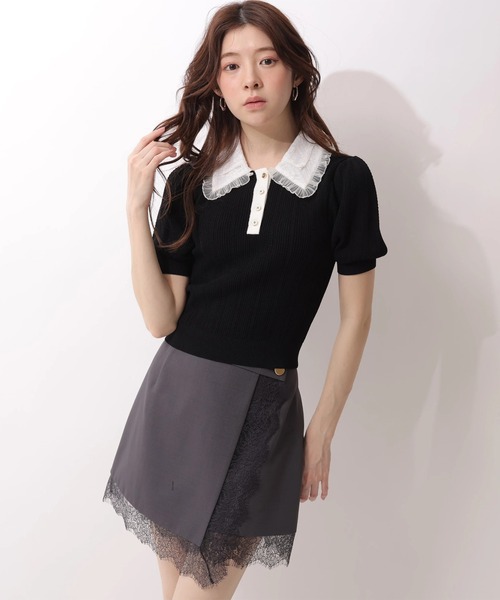 Rirandture（リランドチュール）の「レーストリムラップスカート（スカート・レディース・グレー/ブラック/グレイッシュベージュ・2/1/0）」の3枚目の写真