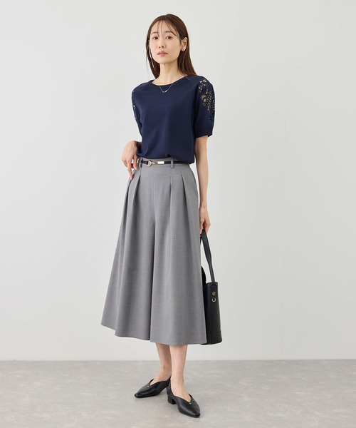 ROPE' PICNIC（ロペピクニック）の「カナパ ガウチョ パンツ セットアップ 対応 UV 抗菌防臭 接触冷感（その他パンツ・レディース・グレー/ネイビー/ベージュ/ダークブラウン・L/M/S）」の6枚目の写真