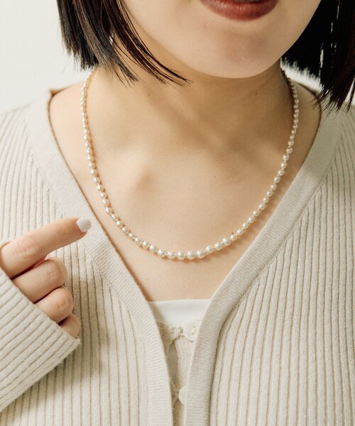 ガラスパールロングネックレス