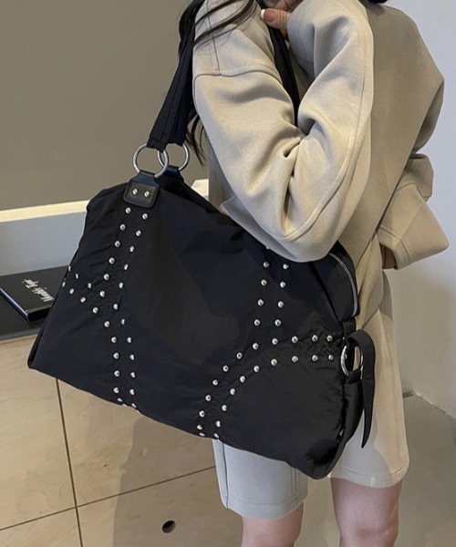 Teem Store(チームストア)の「【大容量/A4対応】リベット大容量トートバッグ(トートバッグ・レディース・ホワイト/ブラック・F)」の5枚目の写真
