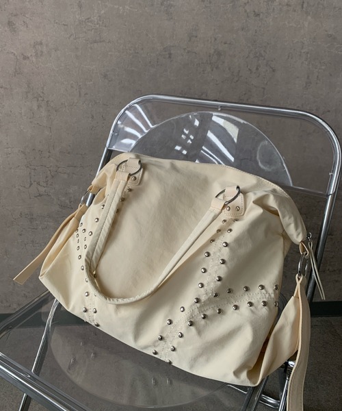 Teem Store(チームストア)の「【大容量/A4対応】リベット大容量トートバッグ(トートバッグ・レディース・ホワイト/ブラック・F)」の13枚目の写真