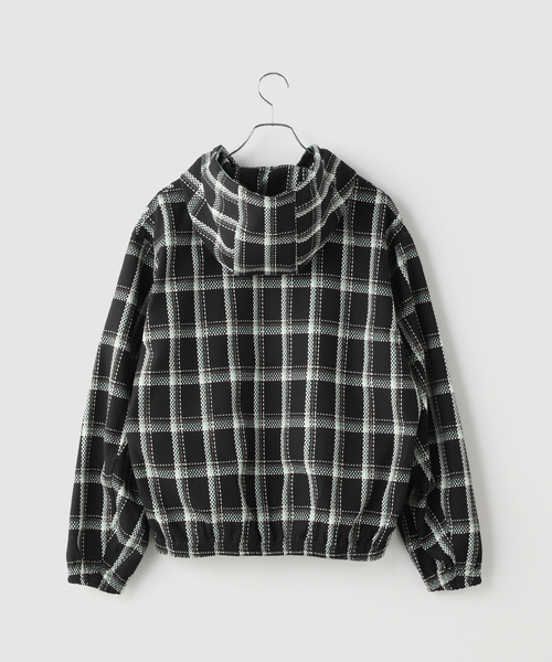 JOINT WORKS(ジョイントワークス)の「ドビーチェック ビックシルエット フーディー / Dobby BigCheck Hooded(ブルゾン・メンズ・アイボリー/ブラック・LARGE/MEDIUM/SMALL)」の3枚目の写真